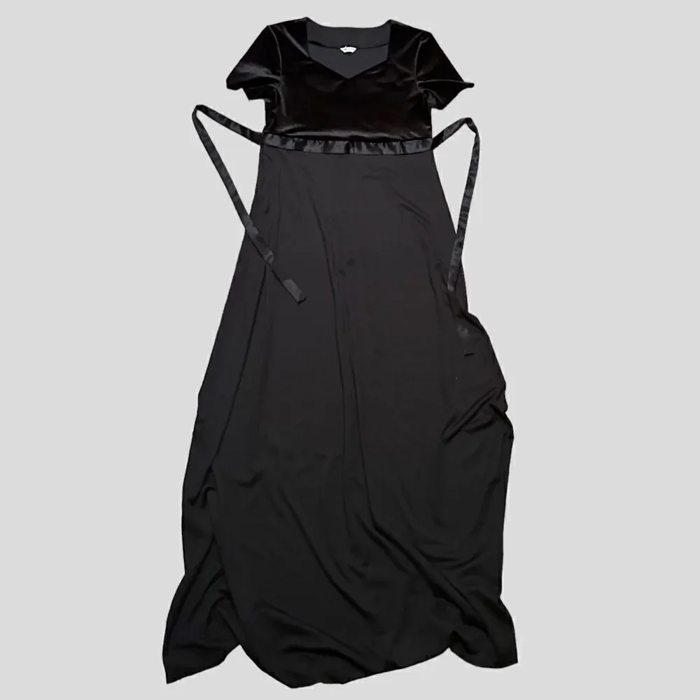 Vintage Full Length Black Dress with Velvet Top - Picture 1 of 8
